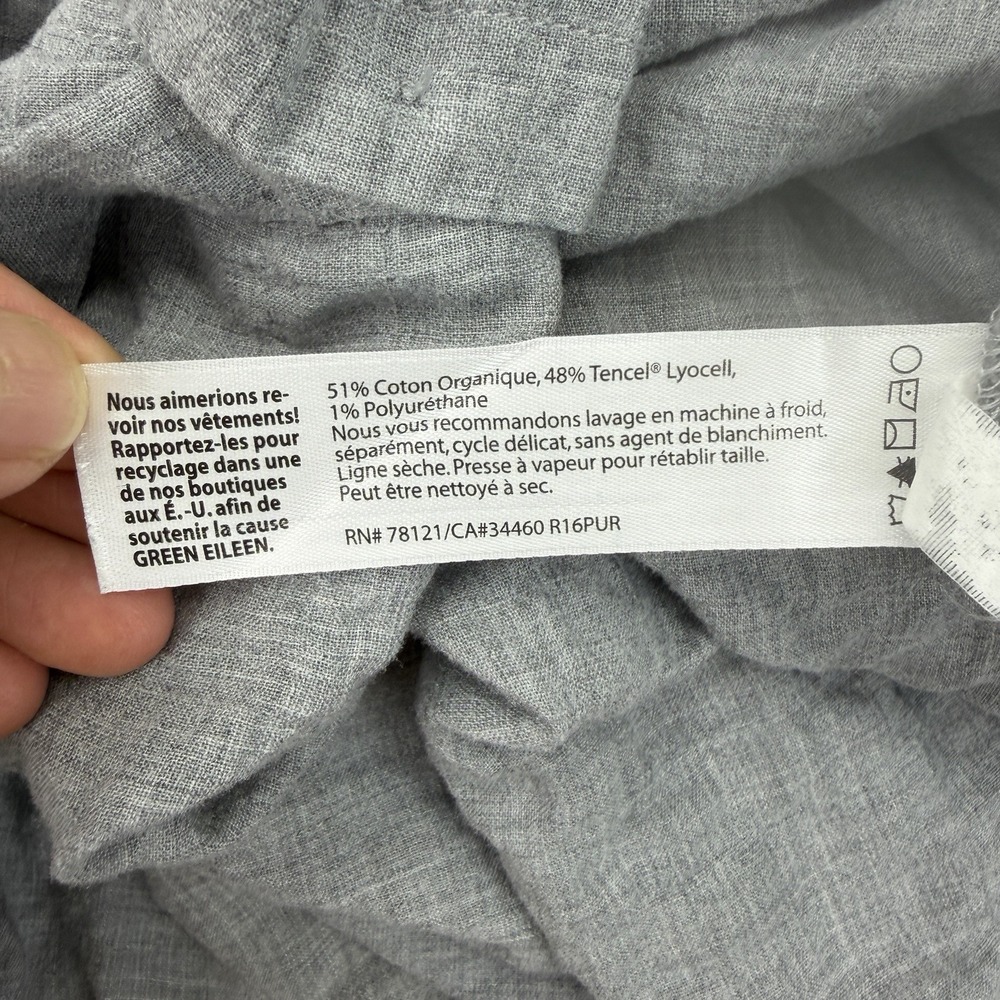 Eileen Fisher Organic Cotton Lyocell Shirt Dress Gray Large Front Tunic - Picture 7 of 11